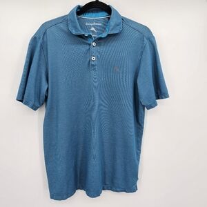 Tommy Bahama Turquoise Cotton Blend Short Sleeve Polo Mens Size Small